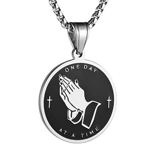 HZMAN Gold Stainless Steel Bible Verse Prayer Jewelry Pendant