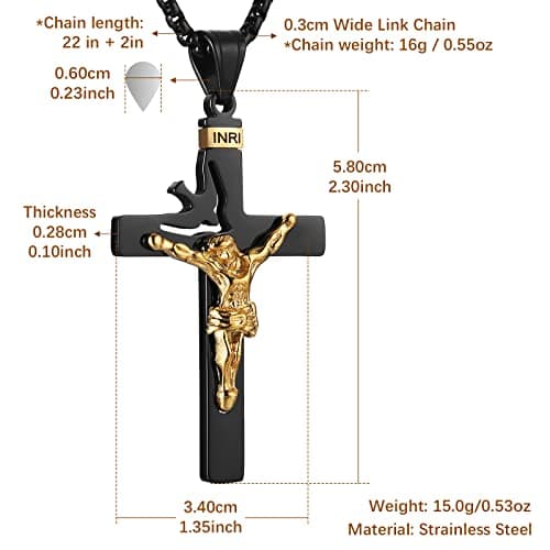 HZMAN Holy Land INRI Cross Crucifix Pendant Necklace + Free Chain