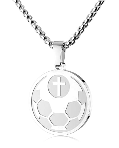 Stainless Steel Sports Pendant Necklace with Bible Verse - Luke 1:37