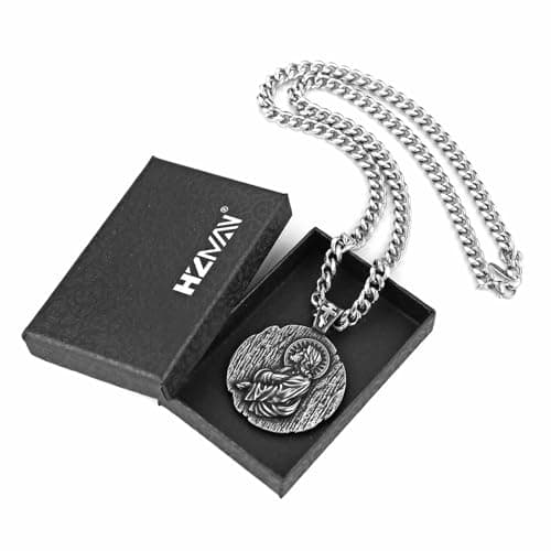 HZMAN Retro Stainless Steel Jesus Pendant Necklace for Men Amulet Jewelry Gift