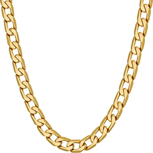 LIFETIME 24k Gold Plated Cuban Link Curb Chain Necklaces (3mm, 6mm, 9.5mm)