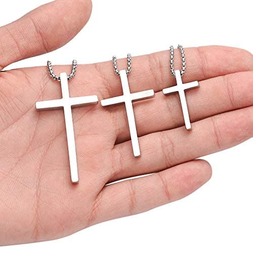 Men's Silver Black Gold Stainless Steel Cross Necklace 16-30 Inch Box Chain
