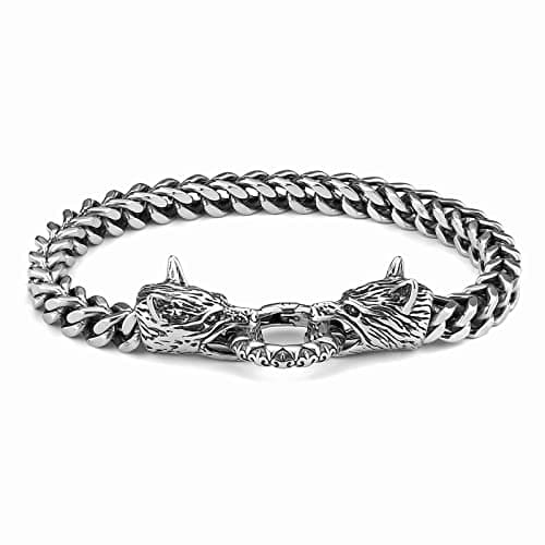 Retro Dragon Head Bracelet Stainless Steel Gothic Punk Black Dragon Bangle Cuban Chain Link Bracelet Biker Party Jewelry Gift