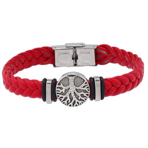 Family Tree of Life Braided Leather Cuff Bracelet for Men and Women