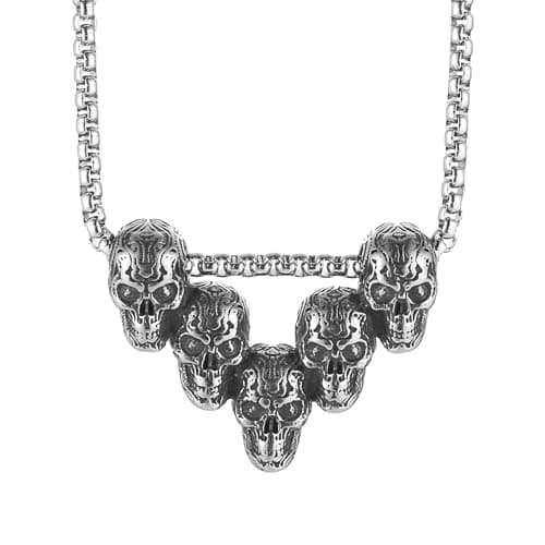 Men's Stainless Steel Gothic Punk Skull Head Necklace – HZMAN Jewelry Gift
