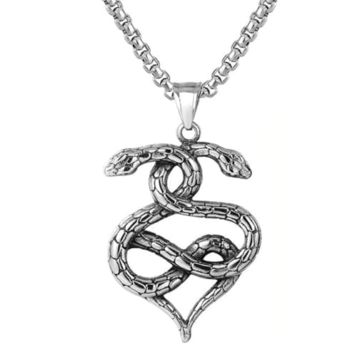 Stainless Steel Snake Pendant Necklace by PEAS Punk Jewelry
