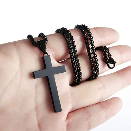P. Blake Men's & Boys' Stainless Steel Cross Pendant Necklace with 16-24 Inch Chain