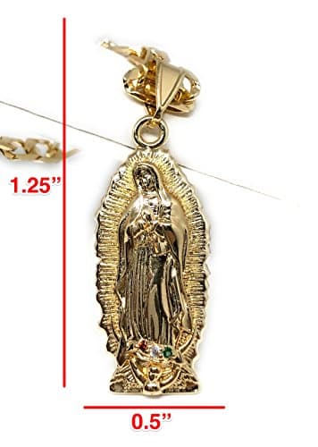 Fran & Co. Gold Plated Virgin Mary Figaro Necklace 26"