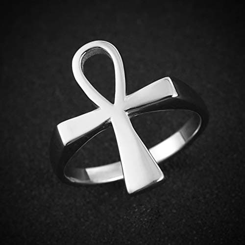 Stainless Steel Ankh Cross Ring for Men Women