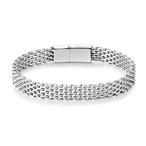 Stainless Steel Magnetic Clasp Mens Franco Chain Bracelet