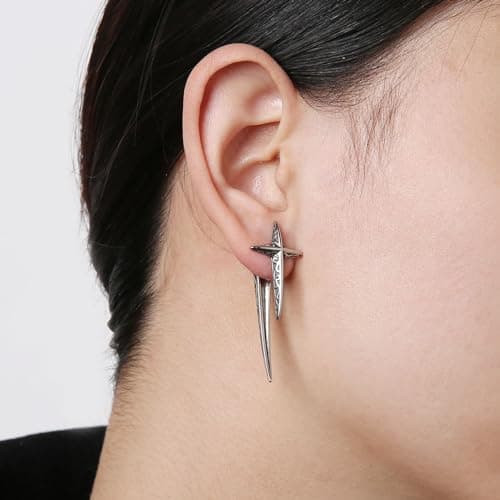 HZMAN Cross Star Earring in Stainless Steel for Men and Women