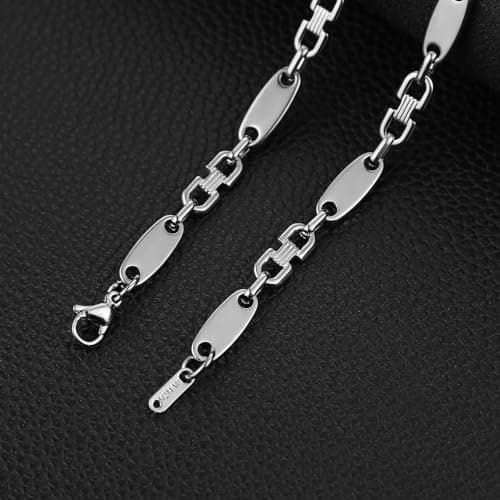 HZMAN 7mm Stainless Steel Chain for Men, 18'', 22'', 26''