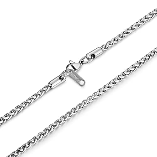 3.0 mm Stainless Steel Wheat Silver Chain Necklaces for Men & Women - 16 to 30