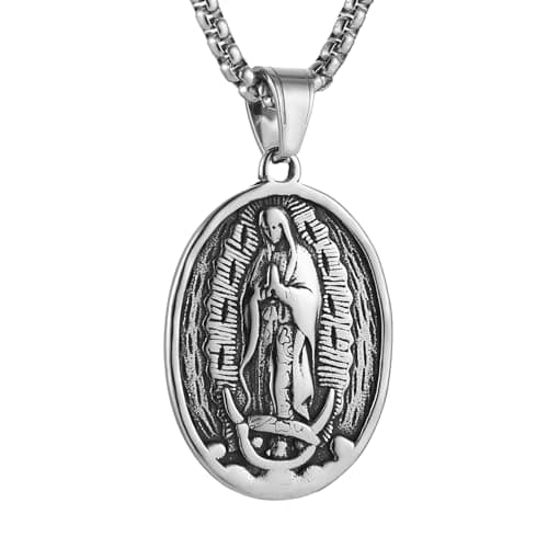 HZMAN Stainless Steel Religious Christian Amulet Pendant Necklace