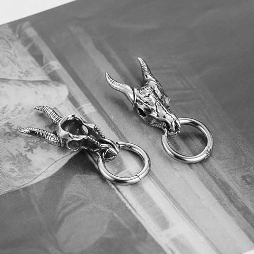 Skull Goat Head Earrings for Men and Women Stainless Steel Gothic Punk Baphomet Jewelry Gift