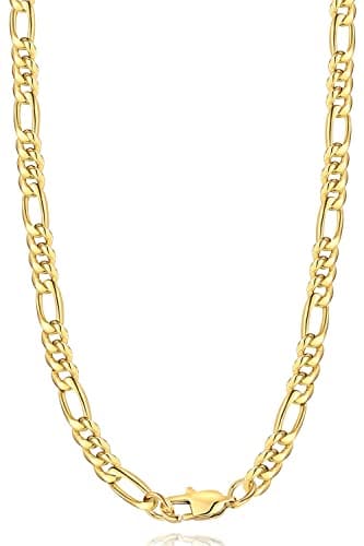 Men's 14K Gold Plated Figaro Chain Necklace