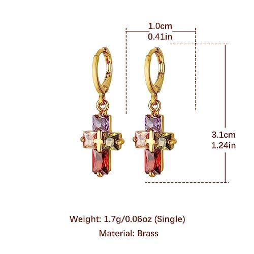 14K Gold Plated Cross Earrings for Women and Girls