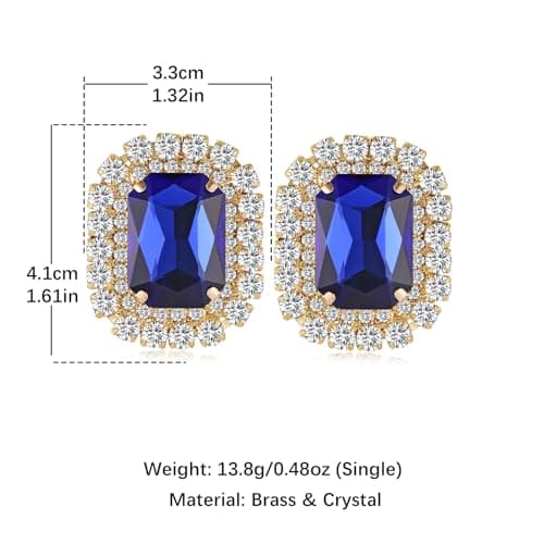 HZMAN Crystal Stud Earrings for Women Bridal & Wedding Party Jewelry