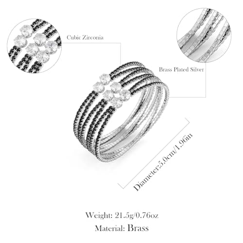 HZMAN Crystal Rhinestone Cuff & Multi-Layer Bracelet for Women Prom Party Wedding
