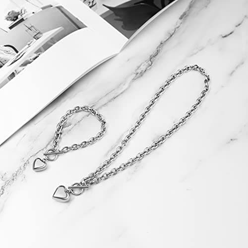 HZMAN Women's Stainless Steel Multilayer Heart Pendant Necklace