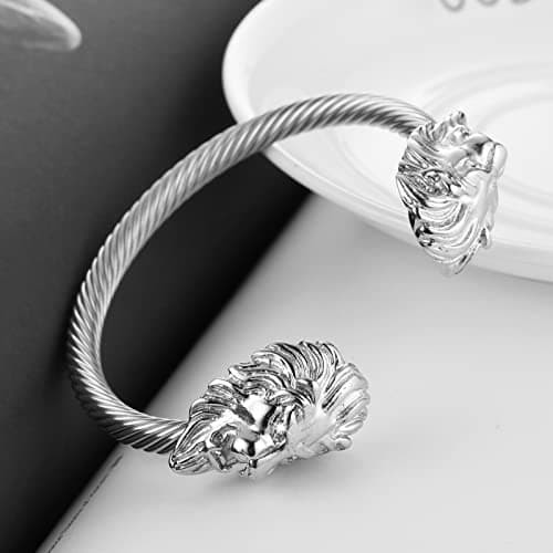 HZMAN Lion Bracelet Stainless Steel Gold Plated Biker Punk