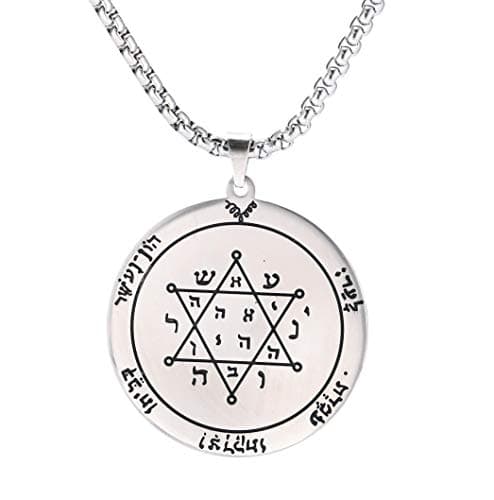 TEAMER Gold Stainless Steel Key of Solomon Pendant Necklace - Wiccan Talisman Jewelry for Men and Women