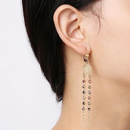 HZMAN 14K Gold Plated St Benedict Dangle Earrings for Women