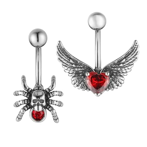 HZMAN 14G Surgical Steel Gothic Belly Button Rings for Women