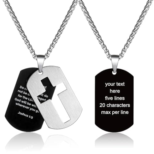 Stainless Steel Cross Necklace for Men and Boys with Lord's Prayer Pendant