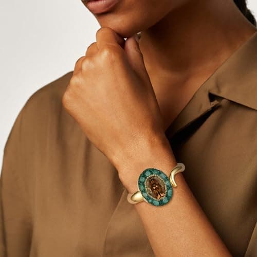 HZMAN 18K Gold Plated Crystal Cuff Bracelet for Women
