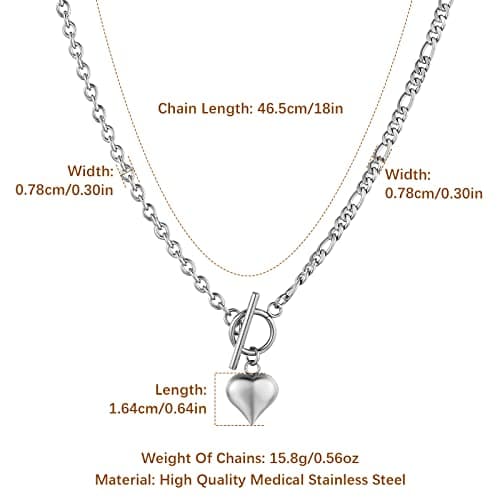 Women's Stainless Steel Heart Pendant Multilayer Necklace