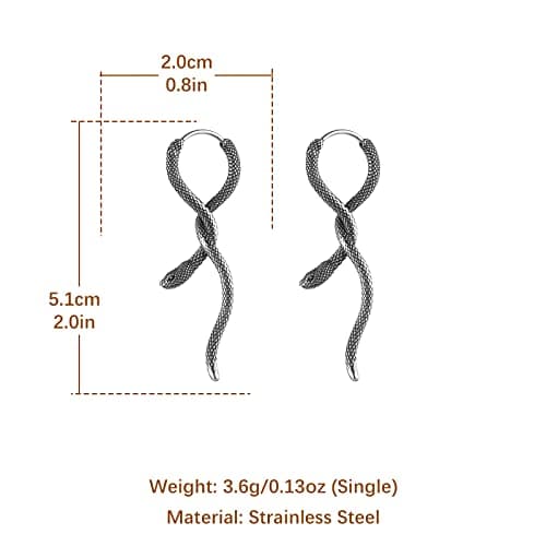 Snake Earrings Stainless Steel Retro Gothic Punk Hoop Earring Biker Party Jewelry Gift