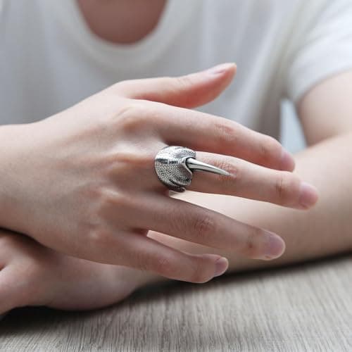 HZMAN Men's Stainless Steel Dragon Claw Gothic Punk Claw Ring Halloween Jewelry Gift