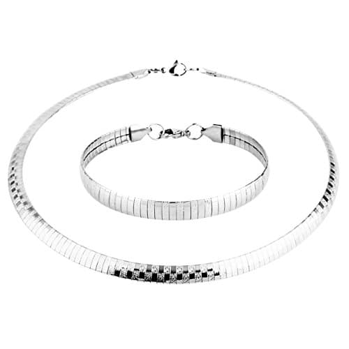 HZMAN Stainless Steel Omega Chain Necklace & Bracelet Set
