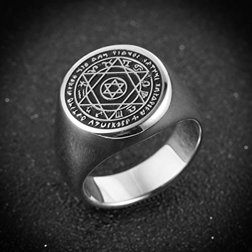 HZMAN Solomon Seal Constellation Rings Stainless Steel for Men Women