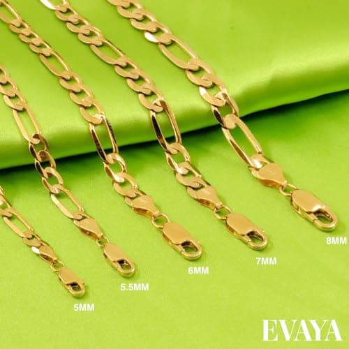 EVAYA Real Solid 14k Gold Figaro Chain - Durable, Tarnish-Resistant