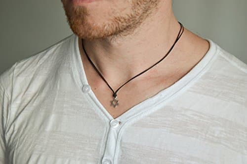 Shani & Adi Silver Star of David Necklace for Men, Israeli Jewish Gift