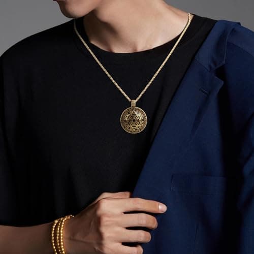 ChicGems Solomon Six Pointed Star of David Necklace for Men & Women