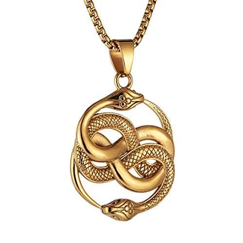 Men's Gothic Snake Pendant Chain Necklace, Stainless Steel