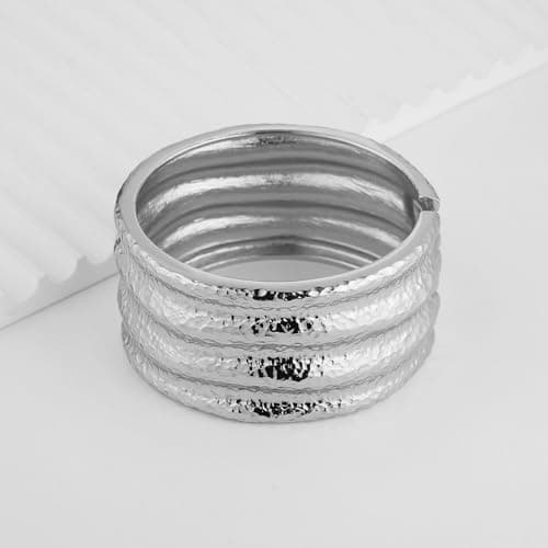 HZMAN Thick Wide Irregular Open Hinge Bracelet for Women