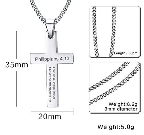 VNOX Cross Necklaces for Men & Boys - Christian Jewelry with Religious Quotes