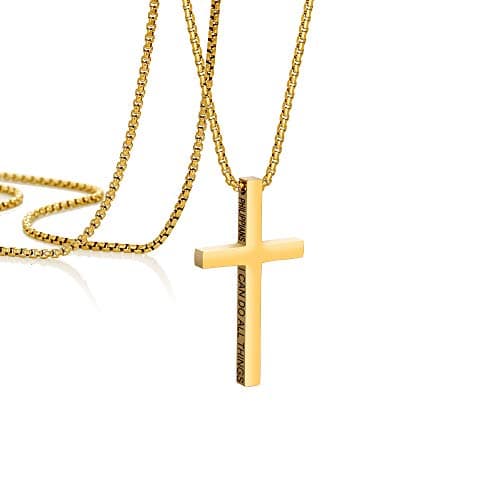 Christian Cross Necklace for Men Gold Silver Black Gifts