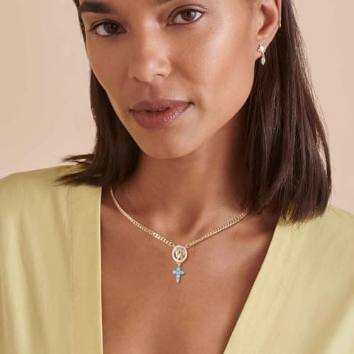 HZMAN Women's Dainty 14K Gold Plated Cross Pendant Choker Necklace Adjustible Gift