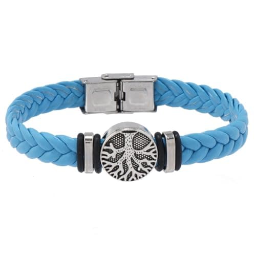 Family Tree of Life Braided Leather Cuff Bracelet for Men and Women