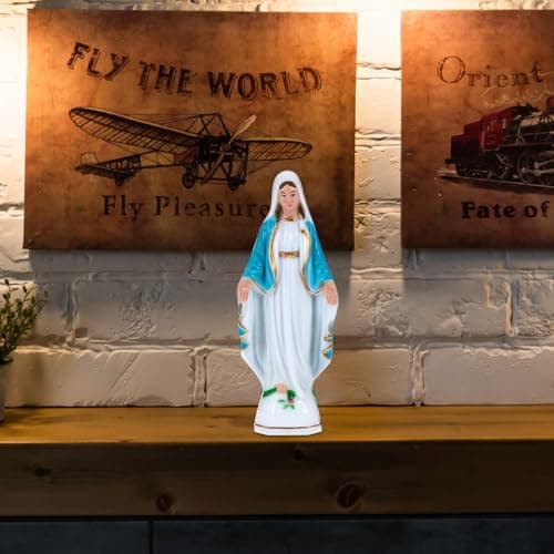 PRETYZOOM Virgin Mary Statue - 6" Blue Plastic Home Decoration
