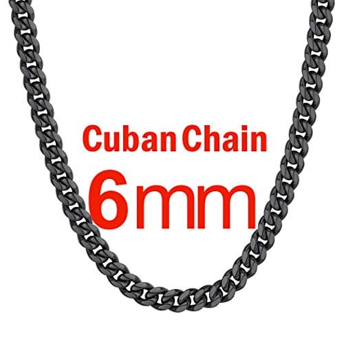 Men's Chunky Miami Cuban Chain Necklace with Custom Options - Available in Various Widths and Lengths, Gold Plated, Stainless Steel, or Black - Comes with Gift Box