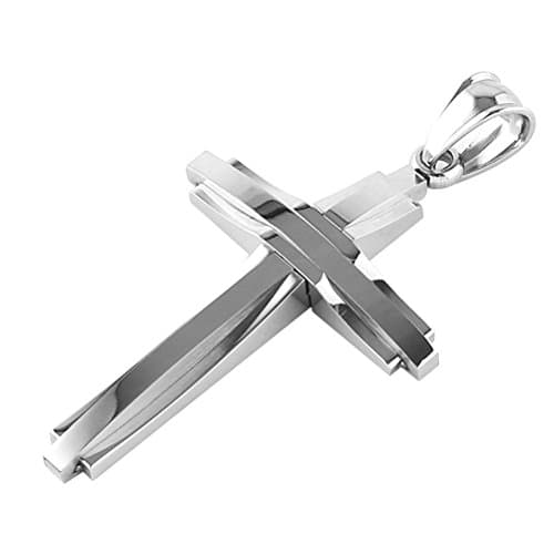 Stainless Steel Silver Cross Pendant Necklace with Chain