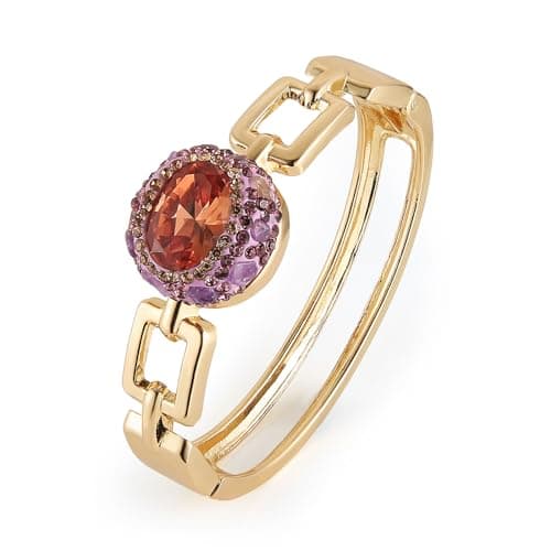 Crystal Rhinestone Bracelet for Women - Retro Antique 18K Gold Plated Cuff - Large Size Jewelry Gift