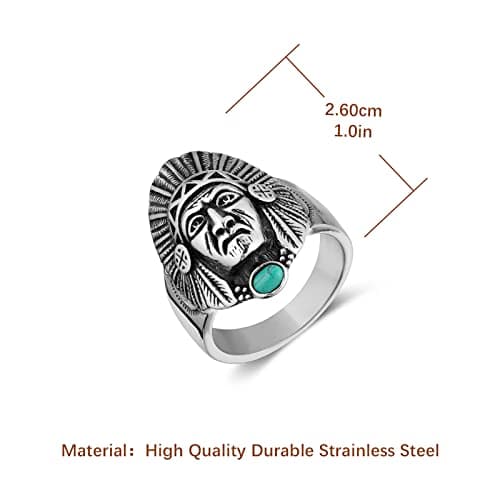 HZMAN Men's Vintage Indian Chief Headring Jewelry_gift_stainless_steel