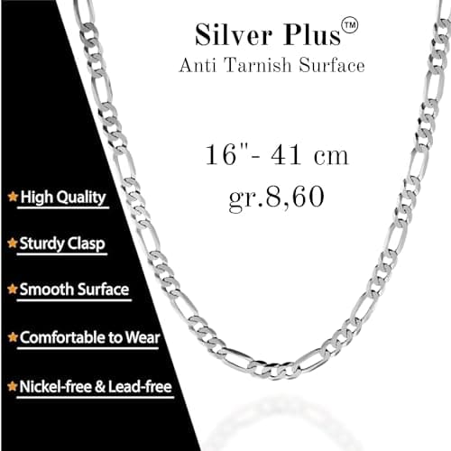 925 Sterling Silver Figaro Chain Necklace for Men, Women, Girls, Boys - 5MM - 16-30 Inch - Made in Italy - Gift Box Included